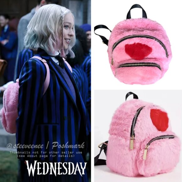 RARE Skinnydip Mini Alba Fluffy Heart Backpack ASO Enid Sinclair - Picture 2 of 11